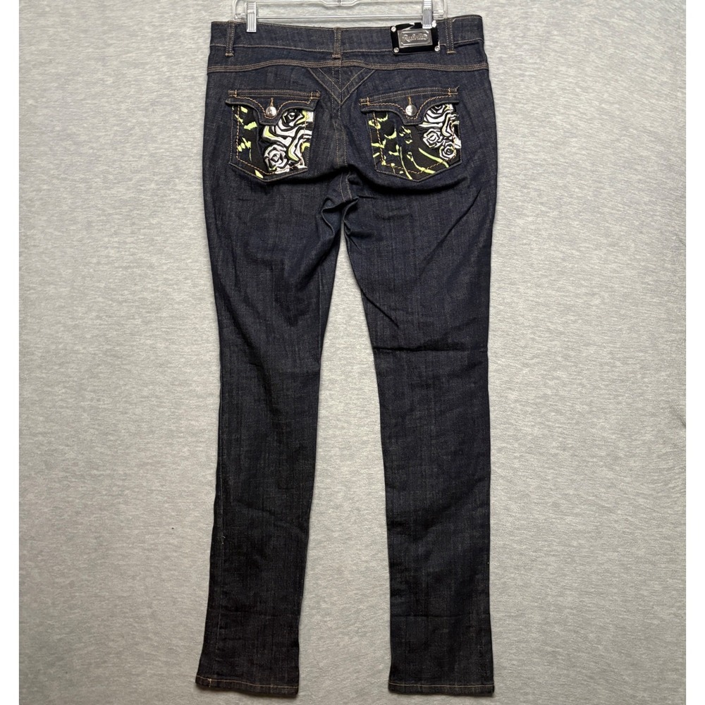 RocaWear Women's Embroidered Pocket Dark Denim Jeans Slim Stretch Y2K Size 13